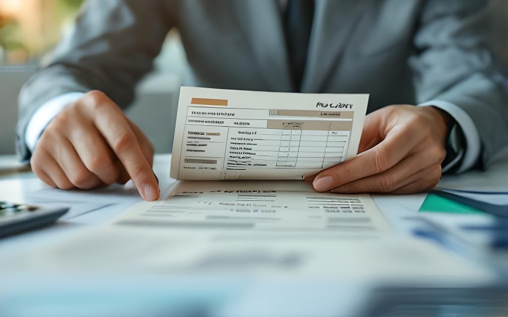 Consulente italiano che confronta ricevute e fatture per detrazioni dei lavoratori autonomi